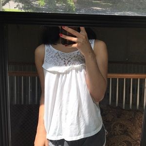 Gilly Hicks / Hollister White Floral Lacy Tank Top